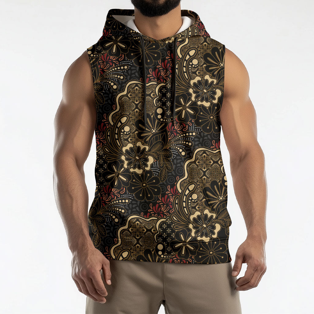 Batik Sekar Jagad Sleeveless Hoodie Indonesian Traditional Pattern
