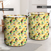 Hawaii Hula Girl Tropical Laundry Basket Yellow Palaka LT01 - Polynesian Pride