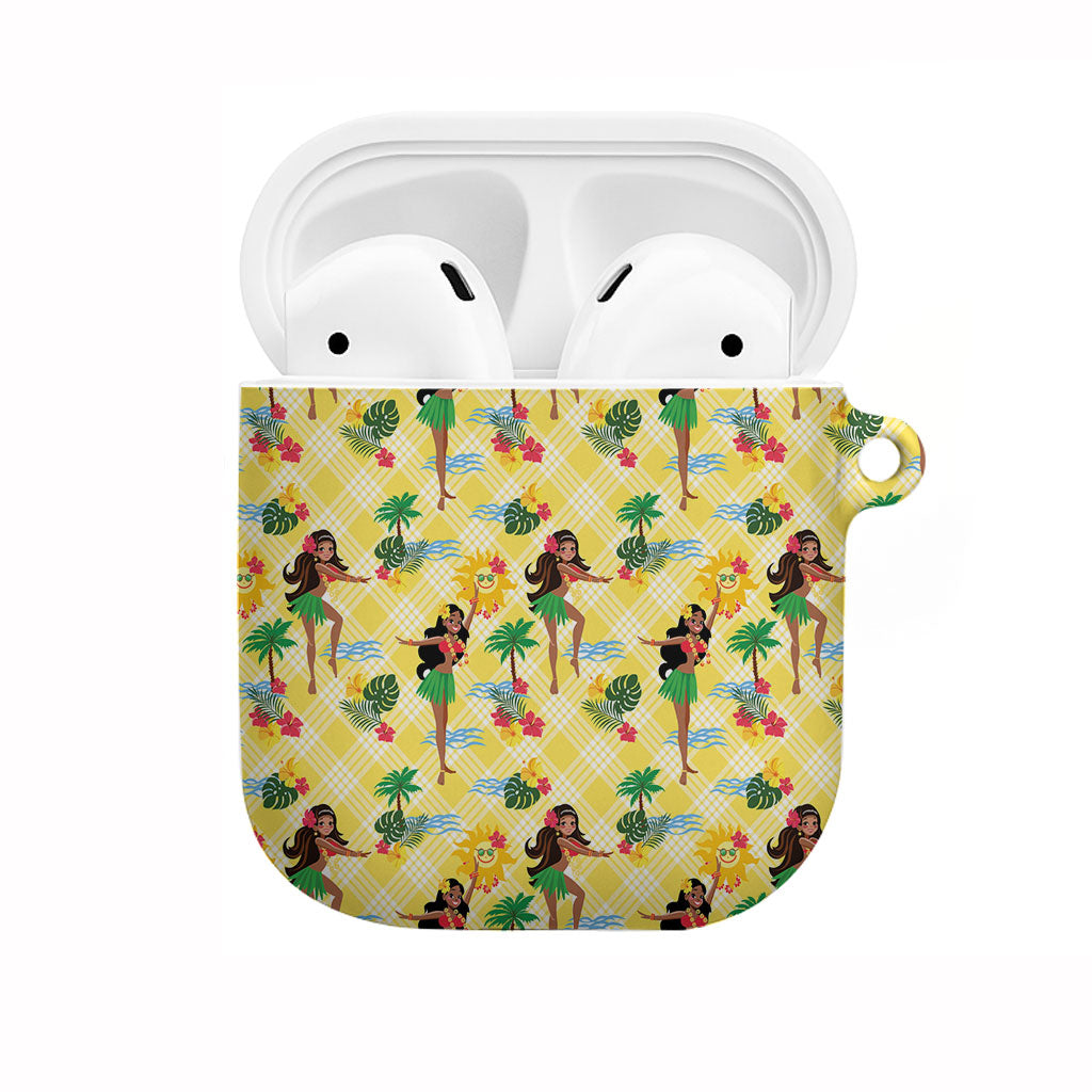 Hawaii Hula Girl Tropical AirPods Case Yellow Palaka LT01 Yellow - Polynesian Pride