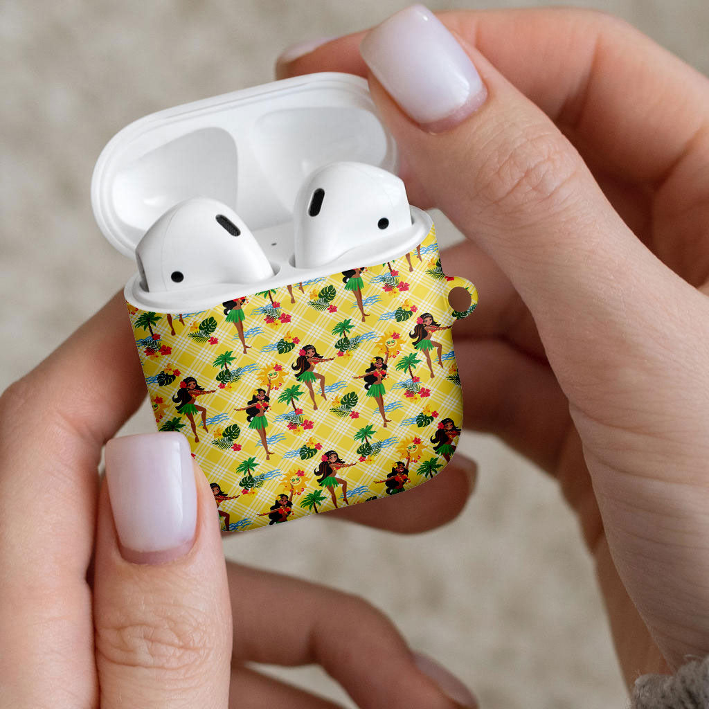 Hawaii Hula Girl Tropical AirPods Case Yellow Palaka LT01 - Polynesian Pride