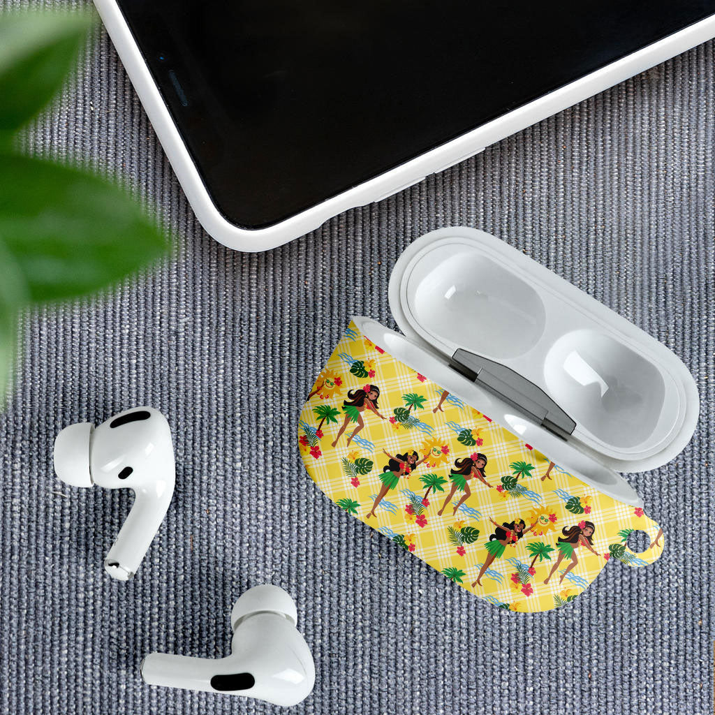 Hawaii Hula Girl Tropical AirPods Case Yellow Palaka LT01 - Polynesian Pride