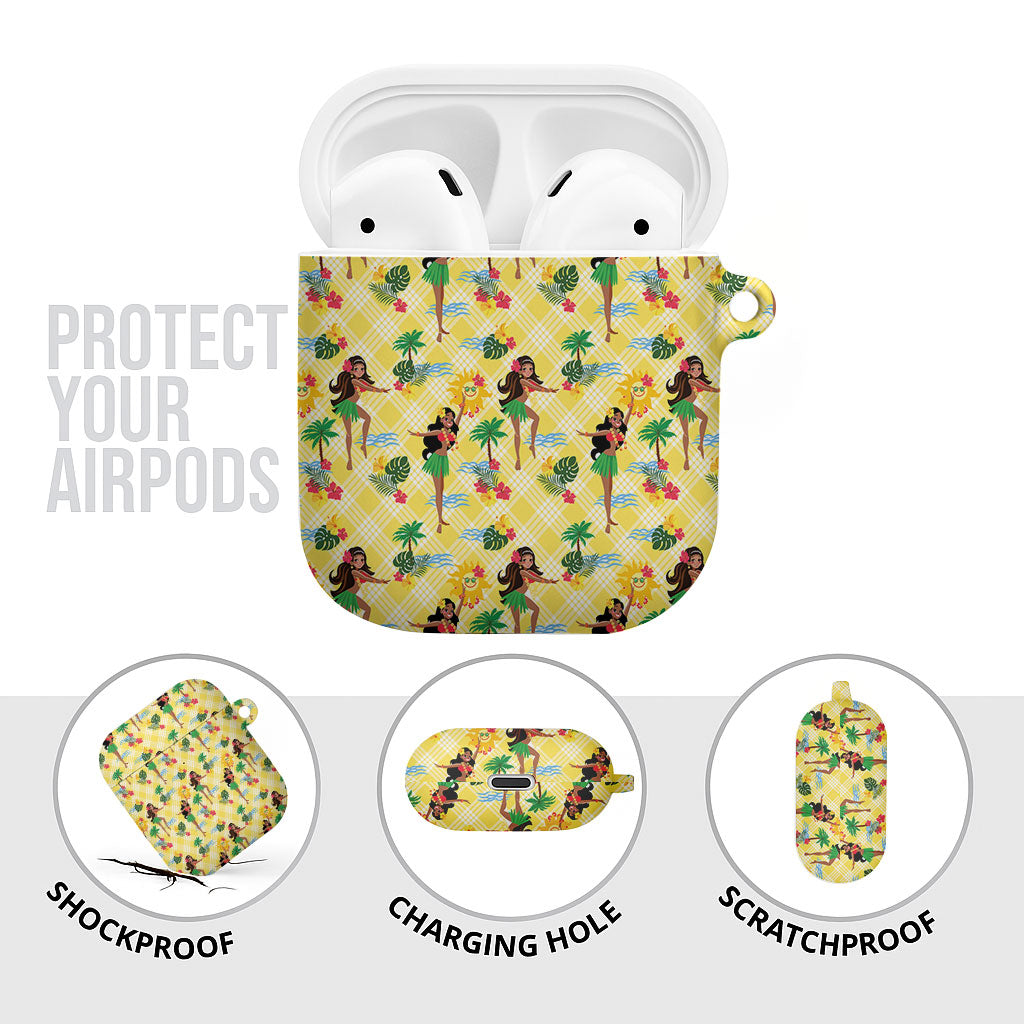Hawaii Hula Girl Tropical AirPods Case Yellow Palaka LT01 - Polynesian Pride