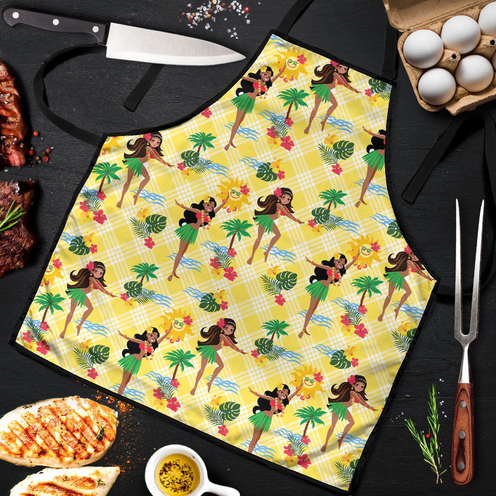 Hawaii Hula Girl Tropical Apron Yellow Palaka LT01 Yellow - Polynesian Pride