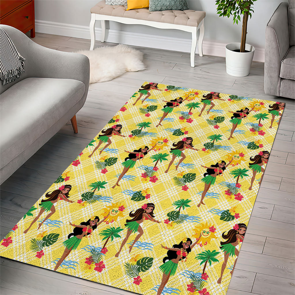 Hawaii Hula Girl Tropical Area Rug Yellow Palaka LT01 - Polynesian Pride
