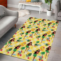 Hawaii Hula Girl Tropical Area Rug Yellow Palaka LT01 - Polynesian Pride