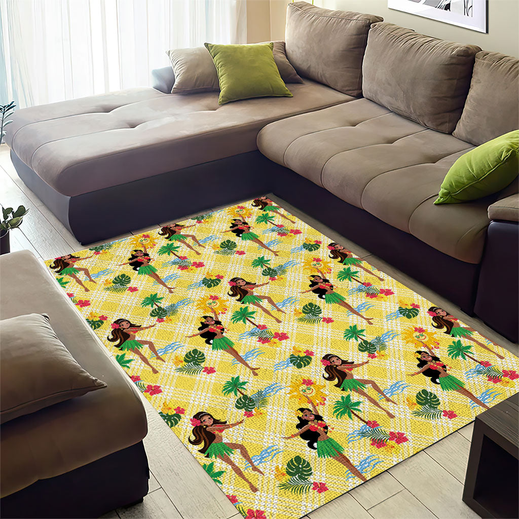 Hawaii Hula Girl Tropical Area Rug Yellow Palaka LT01 - Polynesian Pride
