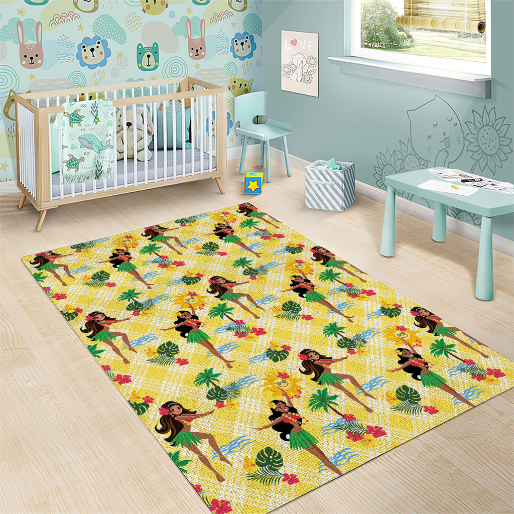 Hawaii Hula Girl Tropical Area Rug Yellow Palaka LT01 - Polynesian Pride