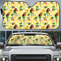 Hawaii Hula Girl Tropical Auto Sun Shade Yellow Palaka LT01 Yellow - Polynesian Pride