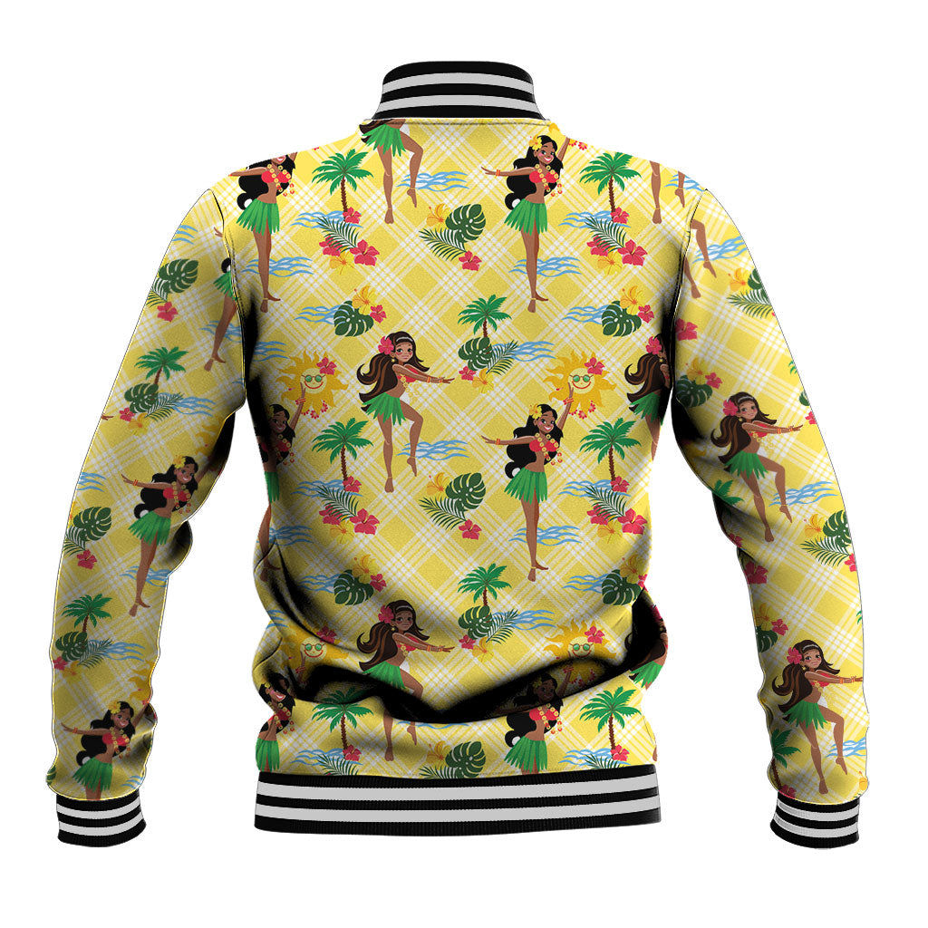 Hawaii Hula Girl Tropical Baseball Jacket Yellow Palaka LT01 - Polynesian Pride