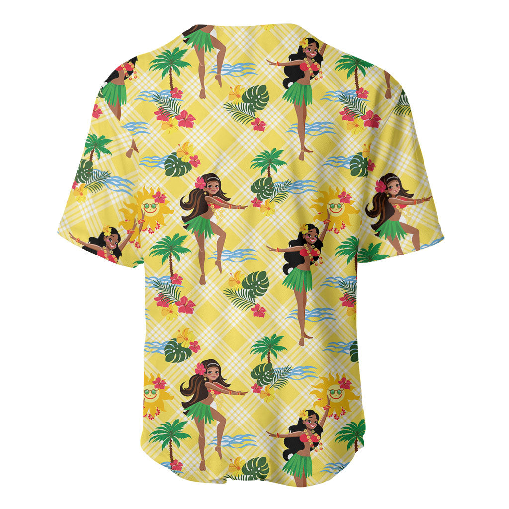 Hawaii Hula Girl Tropical Baseball Jersey Yellow Palaka LT01 - Polynesian Pride