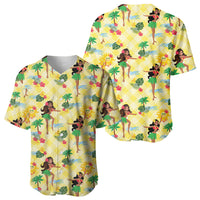 Hawaii Hula Girl Tropical Baseball Jersey Yellow Palaka LT01 - Polynesian Pride