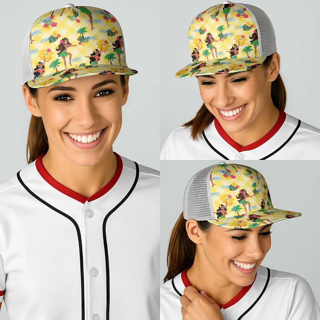 Hawaii Hula Girl Tropical Baseball Net Cap Yellow Palaka LT01 - Polynesian Pride