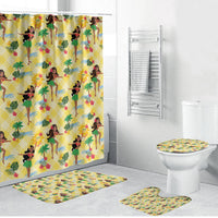 Hawaii Hula Girl Tropical Bathroom Set Yellow Palaka LT01 Bathroom Set (4 pcs) Yellow - Polynesian Pride