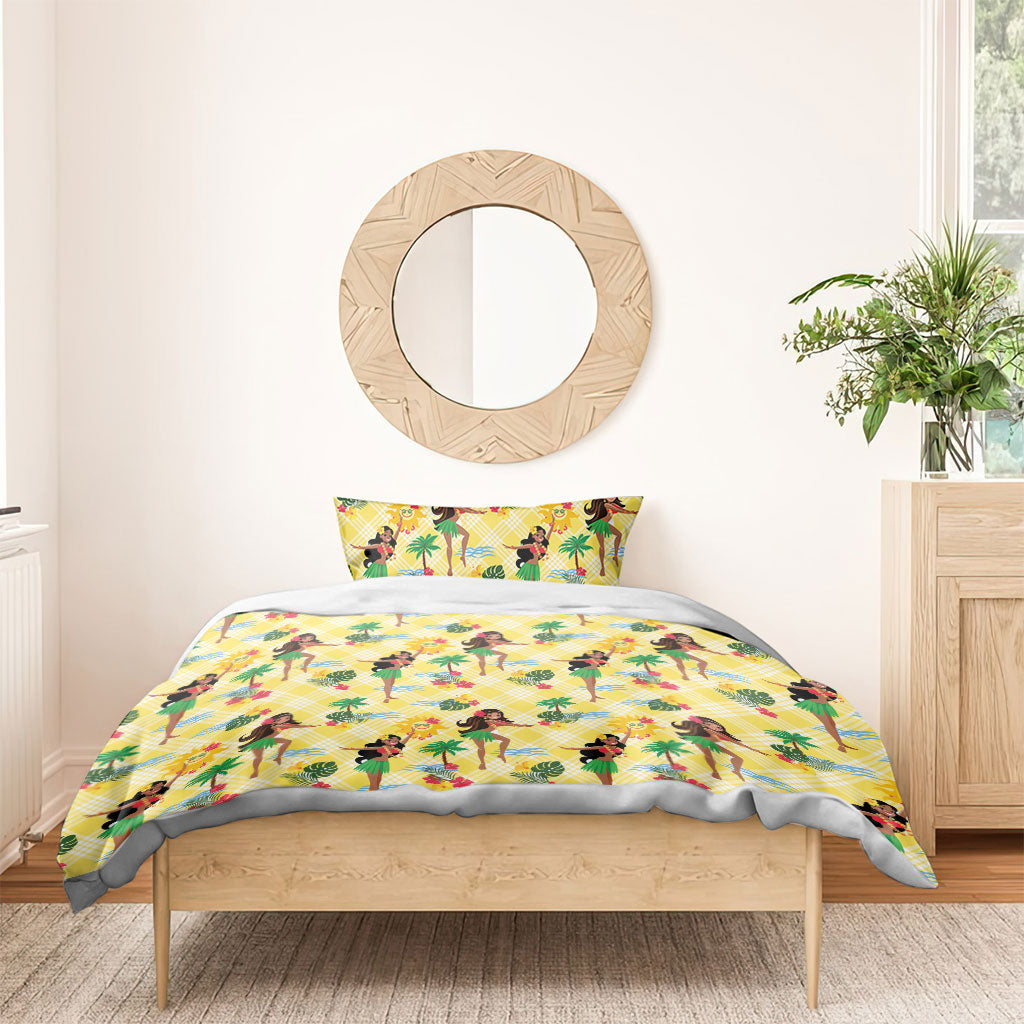 Hawaii Hula Girl Tropical Bedding Set Yellow Palaka LT01 - Polynesian Pride