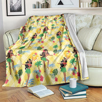 Hawaii Hula Girl Tropical Blanket Yellow Palaka LT01 Yellow - Polynesian Pride