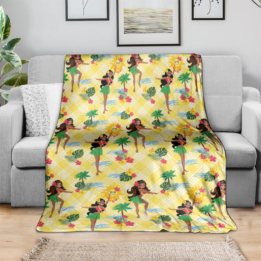 Hawaii Hula Girl Tropical Blanket Yellow Palaka LT01 - Polynesian Pride