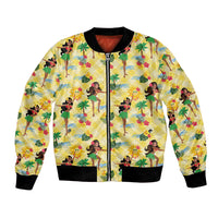 Hawaii Hula Girl Tropical Bomber Jacket Yellow Palaka LT01 Unisex Yellow - Polynesian Pride