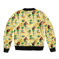 Hawaii Hula Girl Tropical Bomber Jacket Yellow Palaka LT01 - Polynesian Pride
