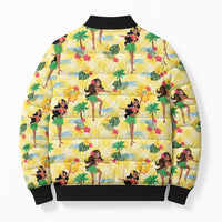 Hawaii Hula Girl Tropical Bomber Puffer Jacket Yellow Palaka LT01 - Polynesian Pride