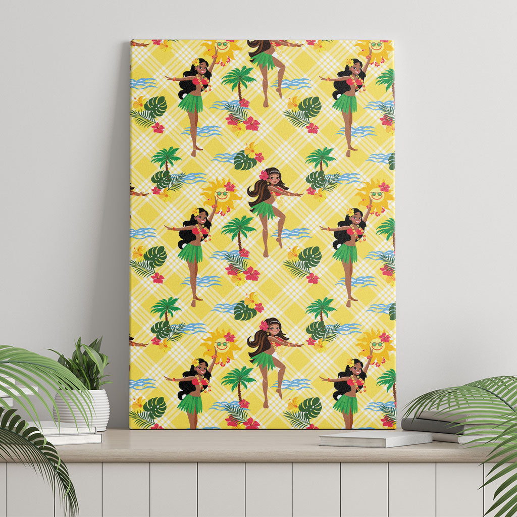 Hawaii Hula Girl Tropical Canvas Wall Art Yellow Palaka LT01 - Polynesian Pride