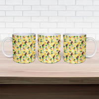 Hawaii Hula Girl Tropical Ceramic Mug Yellow Palaka LT01 - Polynesian Pride