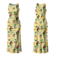 Hawaii Hula Girl Tropical Couples Matching Tank Maxi Dress and Hawaiian Shirt Yellow Palaka LT01 - Polynesian Pride