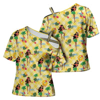 Hawaii Hula Girl Tropical Cross Shoulder Shirt Yellow Palaka LT01 - Polynesian Pride