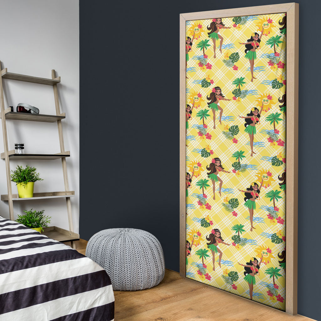 Hawaii Hula Girl Tropical Door Cover Yellow Palaka LT01 - Polynesian Pride
