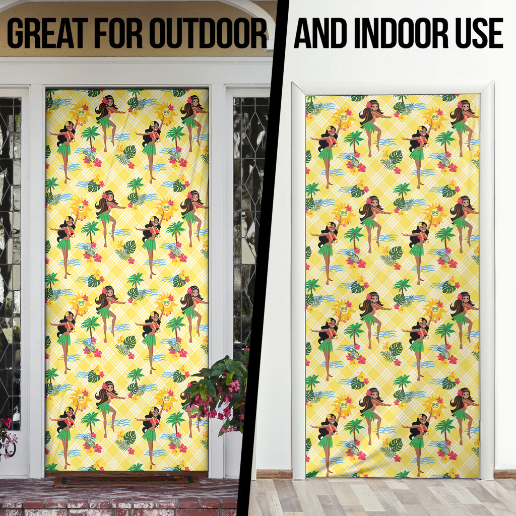 Hawaii Hula Girl Tropical Door Cover Yellow Palaka LT01 - Polynesian Pride