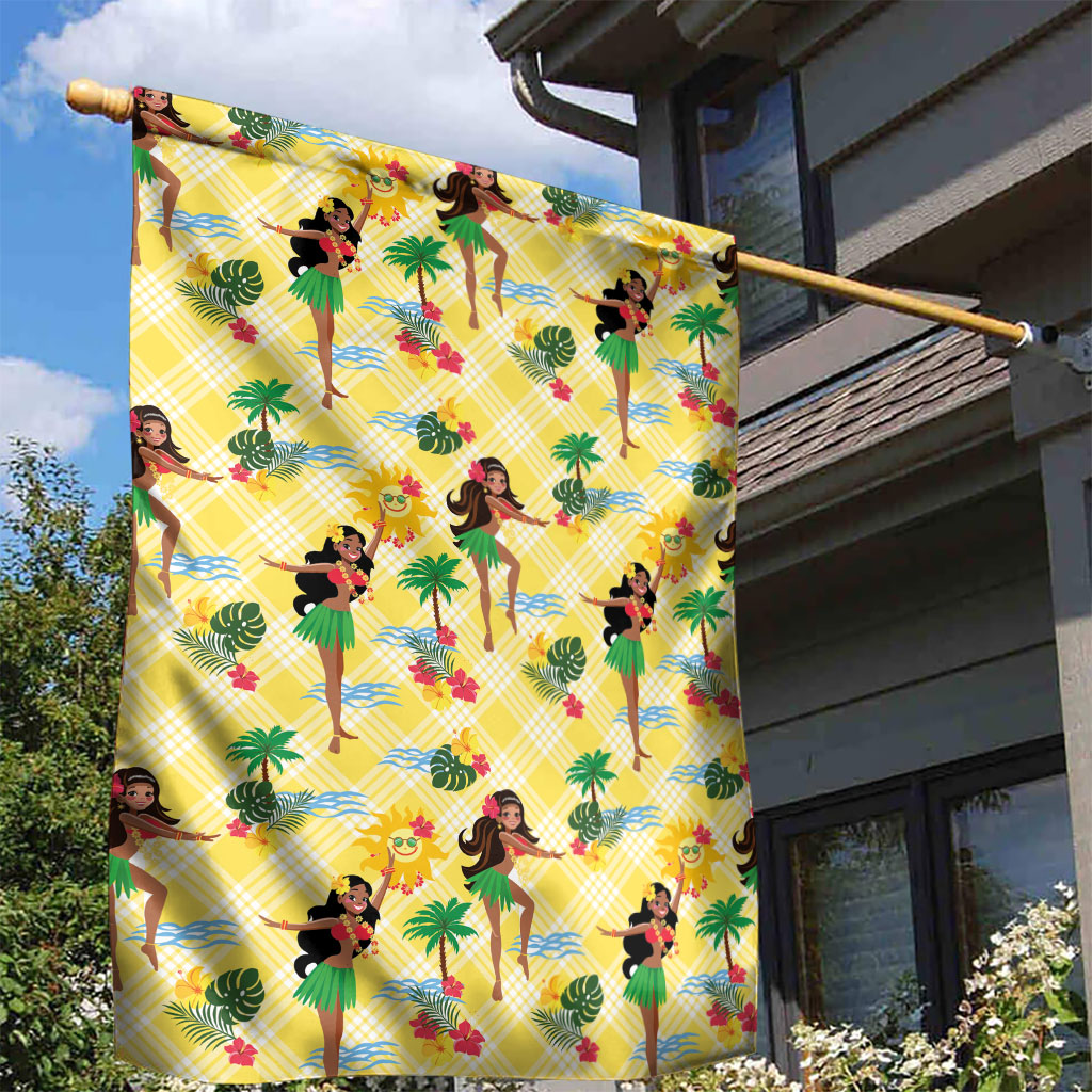 Hawaii Hula Girl Tropical Garden Flag Yellow Palaka LT01 - Polynesian Pride