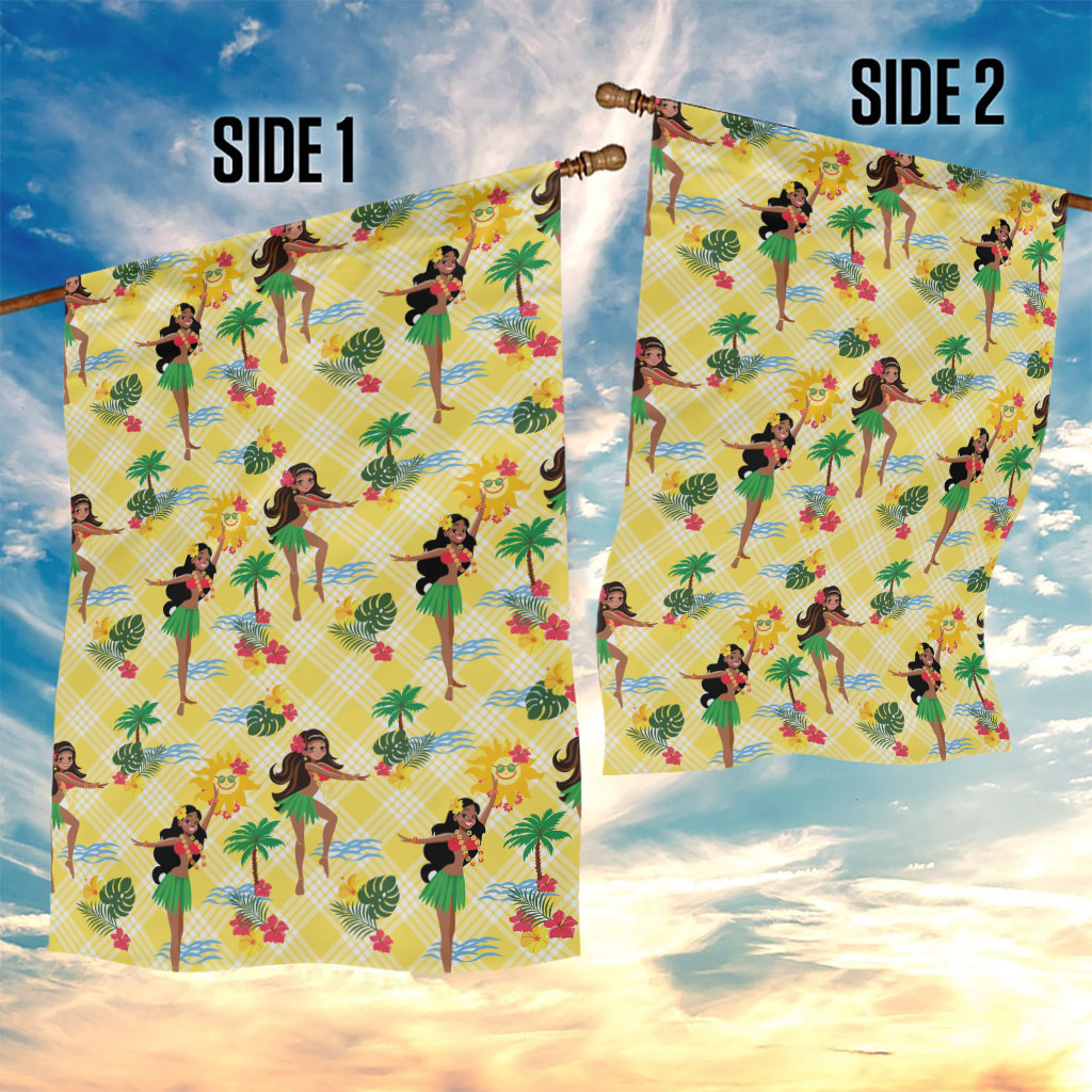 Hawaii Hula Girl Tropical Garden Flag Yellow Palaka LT01 - Polynesian Pride