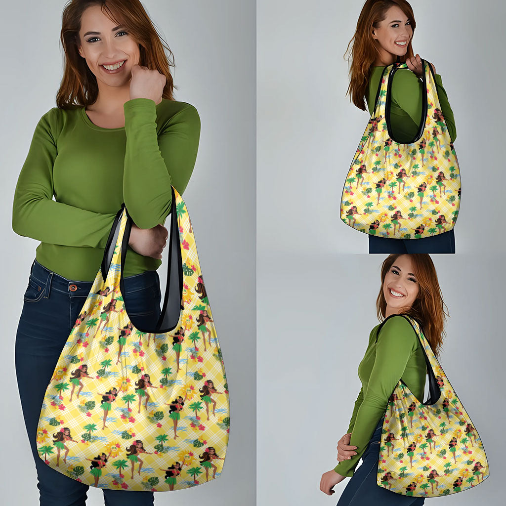 Hawaii Hula Girl Tropical Grocery Bag Yellow Palaka LT01 - Polynesian Pride