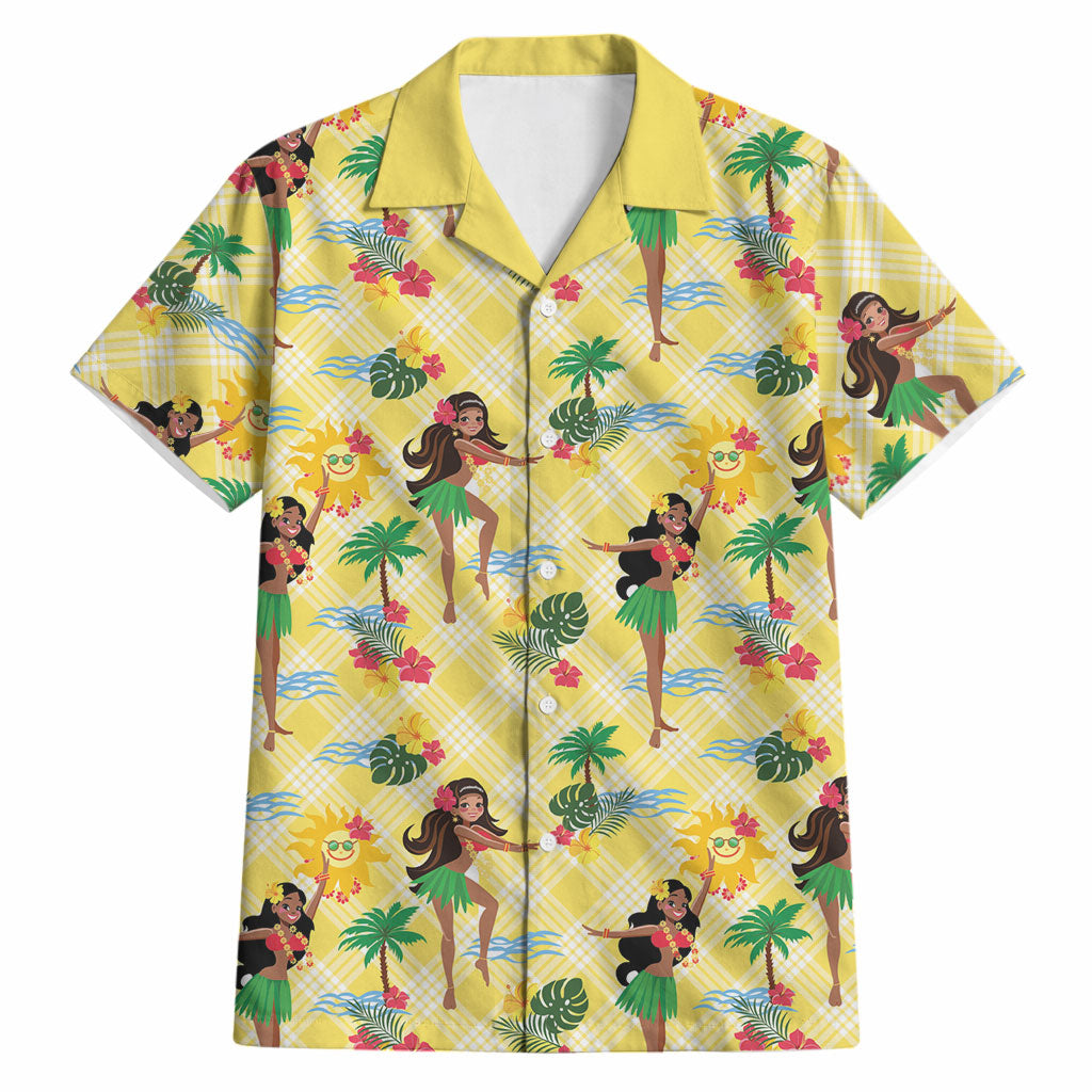 Hawaii Hula Girl Tropical Hawaiian Shirt Yellow Palaka LT01 Yellow - Polynesian Pride