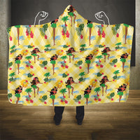 Hawaii Hula Girl Tropical Hooded Blanket Yellow Palaka LT01 - Polynesian Pride