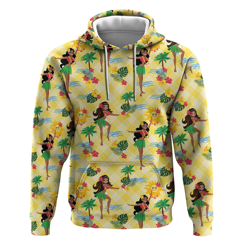 Hawaii Hula Girl Tropical Hoodie Yellow Palaka LT01 Pullover Hoodie Yellow - Polynesian Pride