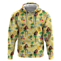 Hawaii Hula Girl Tropical Hoodie Yellow Palaka LT01 Pullover Hoodie Yellow - Polynesian Pride