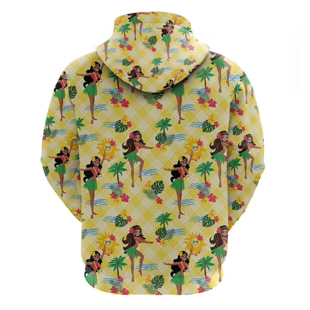 Hawaii Hula Girl Tropical Hoodie Yellow Palaka LT01 - Polynesian Pride