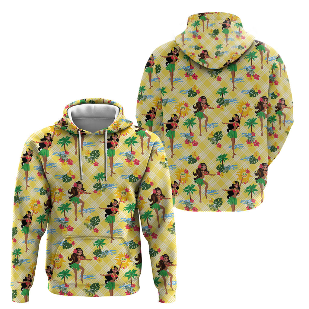 Hawaii Hula Girl Tropical Hoodie Yellow Palaka LT01 - Polynesian Pride