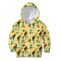 Hawaii Hula Girl Tropical Kid Hoodie Yellow Palaka LT01 Hoodie Yellow - Polynesian Pride