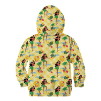Hawaii Hula Girl Tropical Kid Hoodie Yellow Palaka LT01 - Polynesian Pride