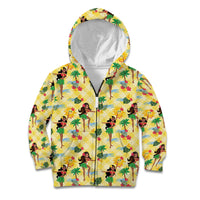 Hawaii Hula Girl Tropical Kid Hoodie Yellow Palaka LT01 Zip Hoodie Yellow - Polynesian Pride
