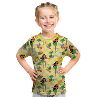 Hawaii Hula Girl Tropical Kid T Shirt Yellow Palaka LT01 Yellow - Polynesian Pride