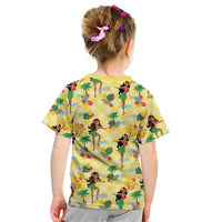 Hawaii Hula Girl Tropical Kid T Shirt Yellow Palaka LT01 - Polynesian Pride