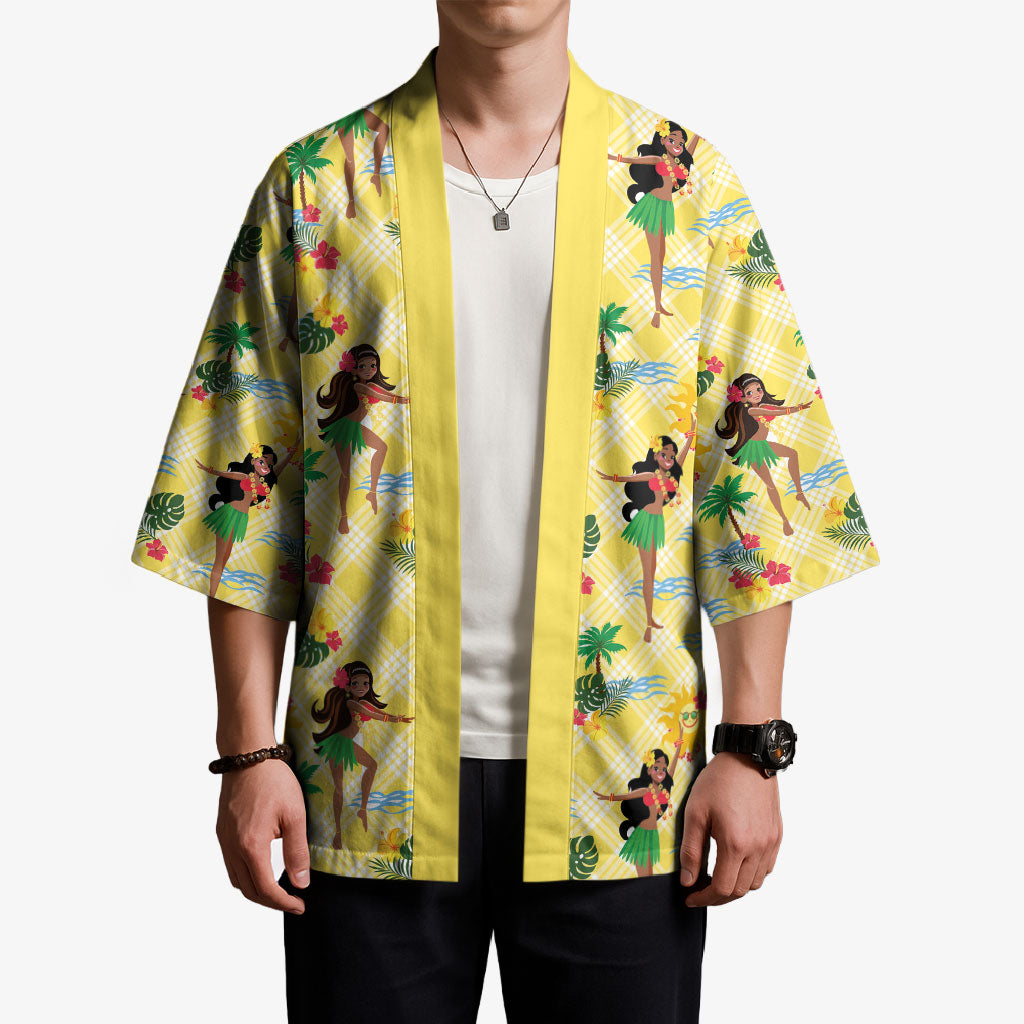 Hawaii Hula Girl Tropical Kimono Yellow Palaka LT01 - Polynesian Pride