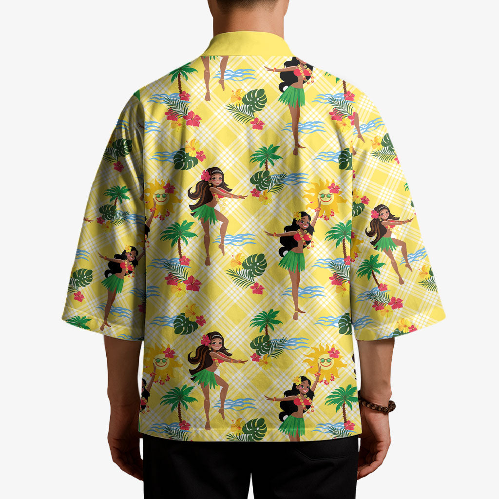 Hawaii Hula Girl Tropical Kimono Yellow Palaka LT01 - Polynesian Pride