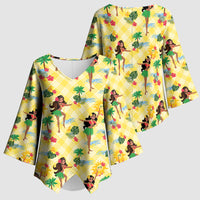 Hawaii Hula Girl Tropical Kimono Sleeve Blouse Yellow Palaka LT01 - Polynesian Pride