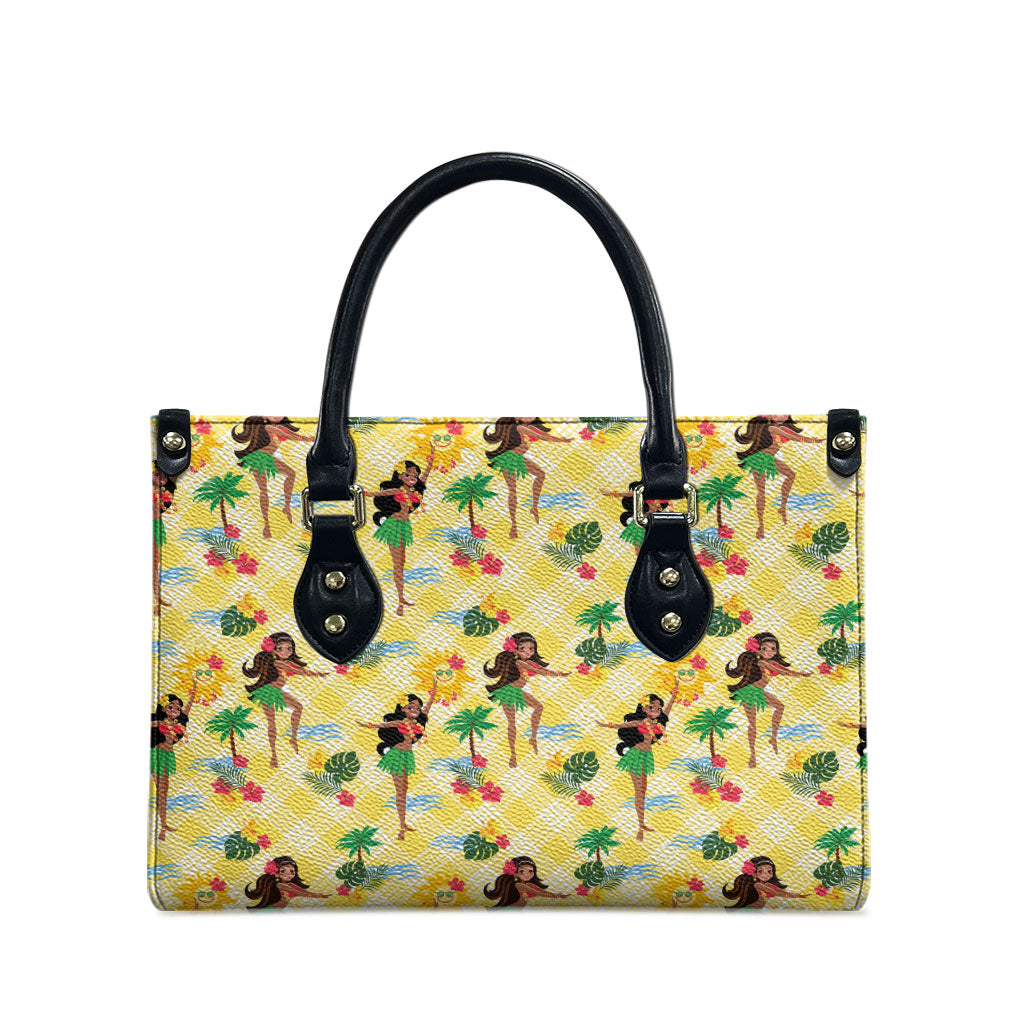 Hawaii Hula Girl Tropical Leather Bag Yellow Palaka LT01 - Polynesian Pride