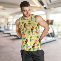 Hawaii Hula Girl Tropical Men Tank Top Yellow Palaka LT01 Yellow - Polynesian Pride