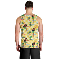 Hawaii Hula Girl Tropical Men Tank Top Yellow Palaka LT01 - Polynesian Pride