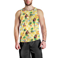 Hawaii Hula Girl Tropical Men Tank Top Yellow Palaka LT01 - Polynesian Pride